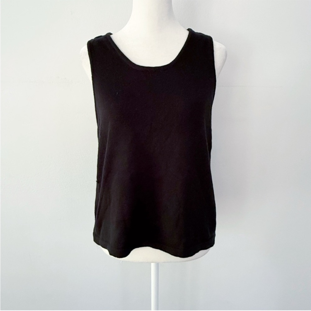 Alya Women Knit Sweater Tank Top 1X Black Minimalist Classic Timeless Capsule